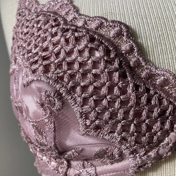 Victoria Secret Pink Metalic Mesh & Embroidery Demi Bra - Picture 4 of 10
